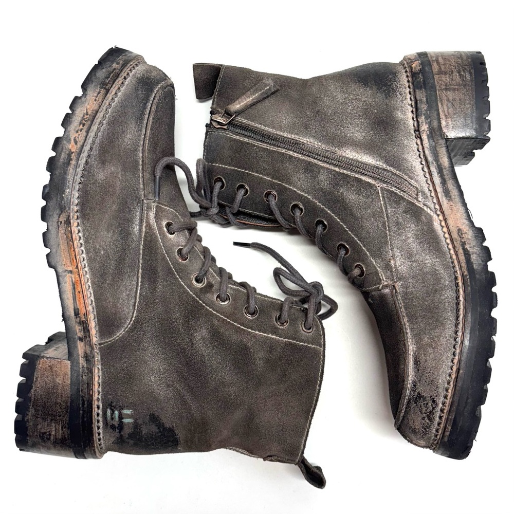 BED|STU Distressed Gray Combat Boots